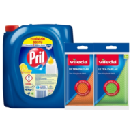 Pril Sıvı Bulaşık Deterjanı 4 Kg + Vileda Ultra Parlak Bulaşık Süngeri Hediyeli