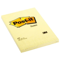 3M Post-it 659 Yapışkanlı Not Kağıdı 102 mm x 152 mm Sarı 100 Yaprak