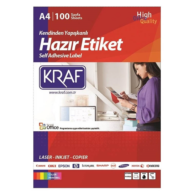 Kraf KF-2164 Düzkenar Etiket 52.5X18 Mm 100 Sf Beyaz