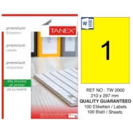 Tanex Lazer Etiket A4 TW-2000 Sarı