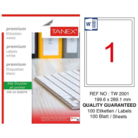 Tanex TW-2001 Yuvarlak Kenar Etiket 199.6X289.1 100 Sayfa