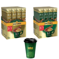 Jacobs 3'ü 1 arada Gold Yoğ. Lez. 18 gr 40'lı + 3'ü 1 arada Gold Yumuşak Lez. + Thermo Mug 400 Ml Hediyeli