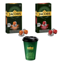 Jacobs Espresso 7 Classico 10'lu Kapsül + Jacobs Lungo 6 Classico 10'lu Kapsül + Thermo Mug 400 Ml Hediyeli
