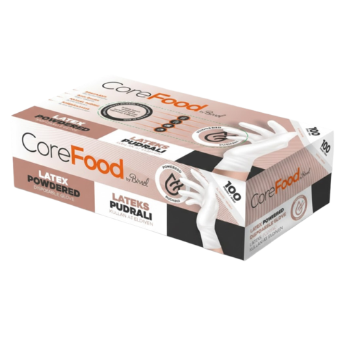 Coremed Pudralı Lateks Eldiven L Beyaz