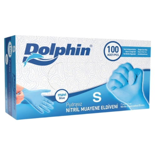 Dolphin Pudrasız Nitril Eldiven Mavi S 100'lü