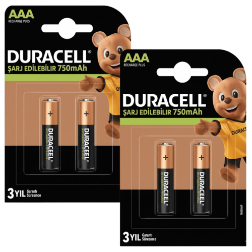 Duracell Şarj Edilebilir İnce Kalem Pil AAA 750 Mah 4'lü Duracell Şarj Edilebilir İnce Kalem Pil AAA 750 Mah 4'lü