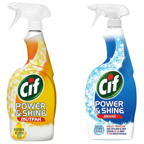 Cif Power & Shine Mutfak Temizleyici 750 Ml + Cif Power & Shine Banyo Temizleyici 750 Ml