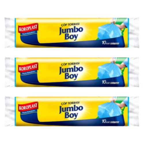 Koroplast Jumbo Boy Çöp Torbası 80x110 300Gr 3 x 10'lu Mavi