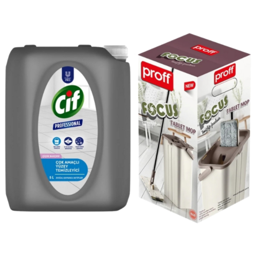 Cif Pro Çok Amaçlı Yüzey Temizleyici Çiçek Bahçesi 5 Lt 12 Adet + Proff Focus Tablet Mop Hediyeli