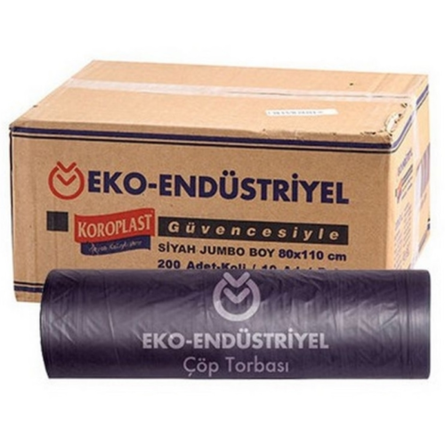 Koroplast Eko Endüstriyel Çöp Torbası Jumbo 80 x 110 cm Siyah 20'li Koli