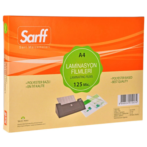 Sarff Laminasyon Filmi A4 125 Mic. Parlak 100'lü