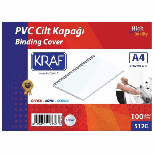 Kraf Pvc Cilt Kapağı A4 Şeffaf 100'lü
