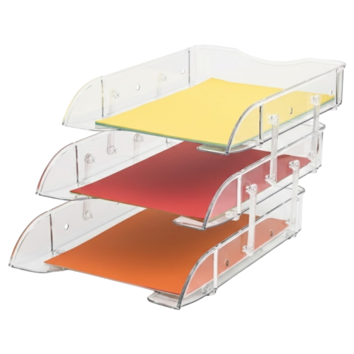 Kraf Hareketli Evrak Rafı 3'lü Şeffaf