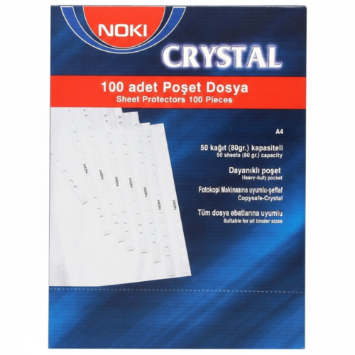 Noki 4830 CR Kristal Poşet Dosya Şeffaf 100'lü Paket