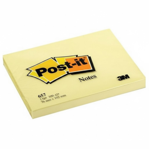 3M Post-it 657 Yapışkanlı Not Kağıdı 76 mm x 102 mm Sarı 100 Yaprak