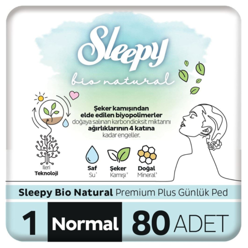 Sleepy Bio Natural Premium Plus Günlük Ped 80'li