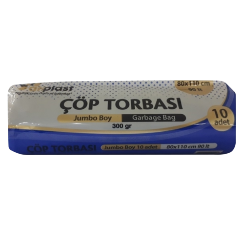 Ersopack-Atiplast Çöp Torbası Jumbo 300 gr 80 cm x 110 cm Siyah 10’lu