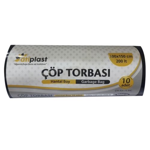 Ersopack-Atiplast Hantal Çöp Torbası 700 gr 100 x 150 Siyah 10’lu