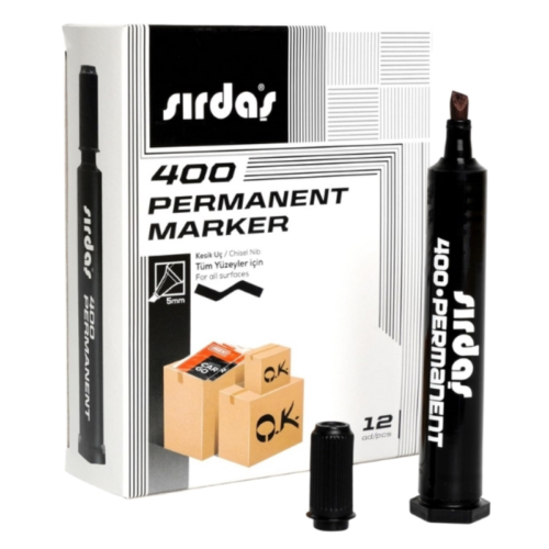 Sırdaş Permanent Markör Kesik Uç Siyah Sırdaş Permanent Markör Kesik Uç Siyah