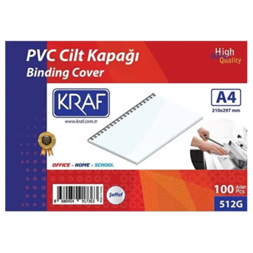 Kraf Pvc Cilt Kapağı A4 160 Micron Beyaz 100'lü Kraf Pvc Cilt Kapağı A4 160 Micron Beyaz 100'lü