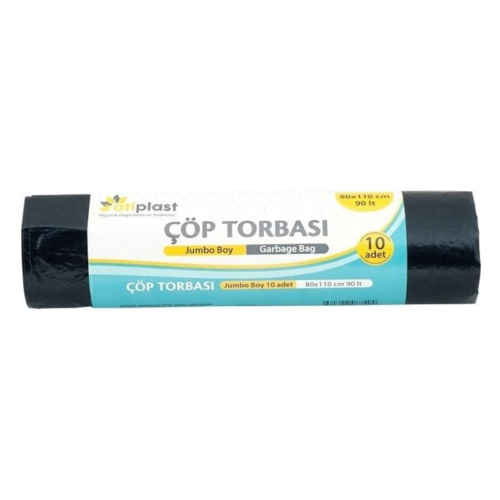 Ersopack-Atiplast Jumbo Çöp Torbası 80 x 110 Siyah 10'lu