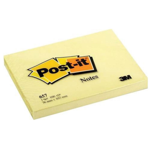 3M Post-it 657 Yapışkanlı Not Kağıdı 76 mm x 102 mm Sarı 100 Yaprak