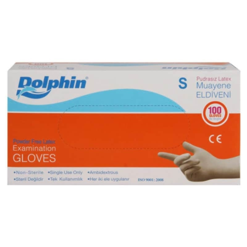 Dolphin Latex Pudrasız Eldiven Small Beyaz 100'lü Paket