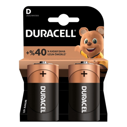 Duracell LR-20 Alkalin D Büyük Boy Pil 2'li