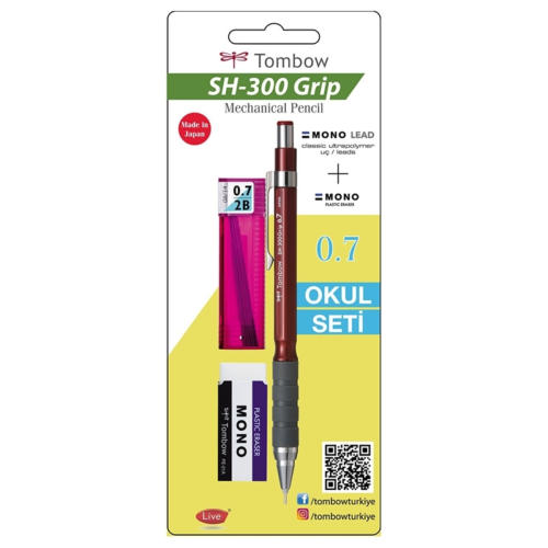 Tombow SH-300 Grip Versatil Kalem Okul Seti 0,7 Bordo