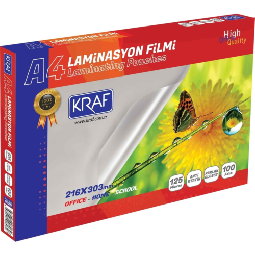 Kraf Laminasyon Filmi A4 125mic 100 lü Parlak