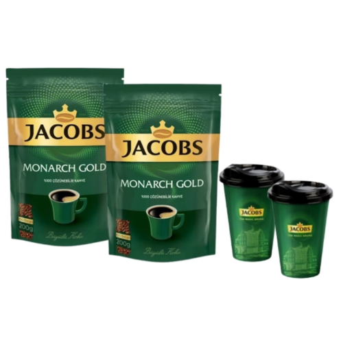 Jacobs Monarch Eko Paket Gold Kahve 2 x 200 Gr + Jacobs Thermo Cup 400 Ml Hediyeli