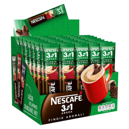 Nescafe 3'ü 1 Arada Kahve Fındık Aromalı 17 gr 48'li Paket Nescafe 3'ü 1 Arada Kahve Fındık Aromalı 17 gr 48'li Paket