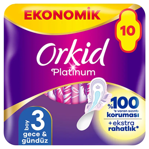 Orkid Platinum Hijyenik Ped Gece ve Gündüz 10'lu Cesaret Paketi Boy 3 Orkid Platinum Hijyenik Ped Gece ve Gündüz 10'lu Cesaret Paketi Boy 3
