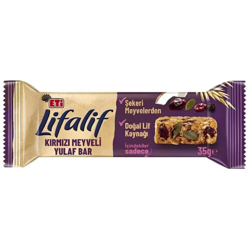 Eti Lifalif Kırmızı Meyve Yulaf Bar 35 Gr 16'lı Eti Lifalif Kırmızı Meyve Yulaf Bar 35 Gr 16'lı