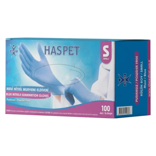 Haspet Pudrasız Nitril Eldiven S 100'lü Mavi