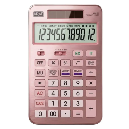 Kraf HM-170 PK Hesap Makinesi 12 Hane Pembe Kraf HM-170 PK Hesap Makinesi 12 Hane Pembe