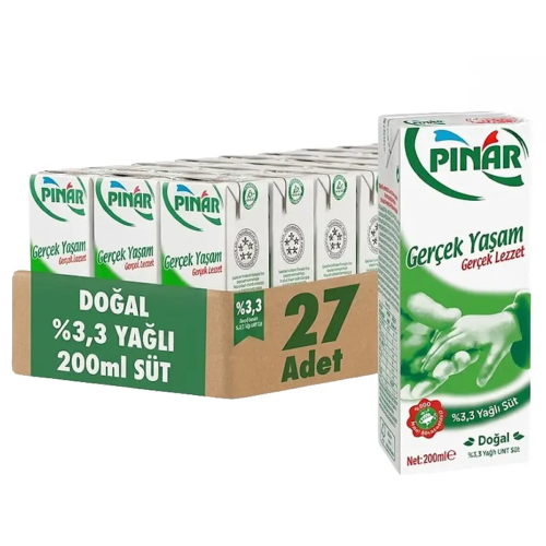 Pınar Tetrapak Süt 200Ml Tam Yağlı 27'li Pınar Tetrapak Süt 200Ml Tam Yağlı 27'li