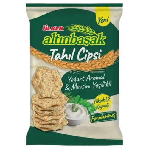 Ülker Altınbaşak Yoğurt Aromalı Mevsim Yeşillikli Tahıl Cips Kraker 50 Gr 20'li Ülker Altınbaşak Yoğurt Aromalı Mevsim Yeşillikli Tahıl Cips Kraker 50 Gr 20'li